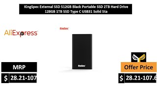 KingSpec External SSD 512GB Black Portable SSD 2TB Hard Drive 128GB 1TB SSD Type C USB31 Solid Sta
