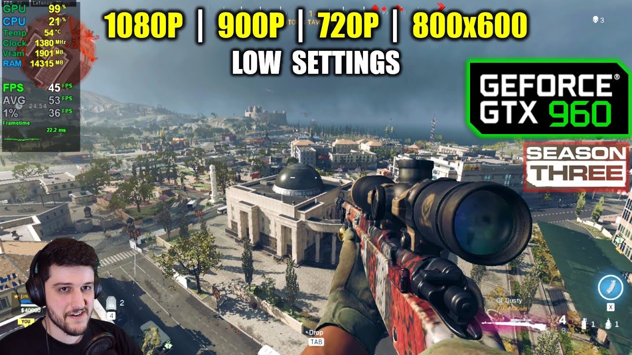 GTX 960 | COD Warzone S3 - 1080p, 900p, 720p, 800x600
