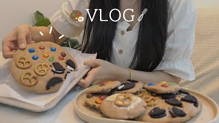 ENG)vlog Make a giant cookie🍪a daily life of cooking delicious foodㅣCold cucumber soup, pork cutlet.