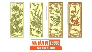 Mã bản vẽ 26990. Tranh tứ linh file jdpaint | Thuviencnc.vn