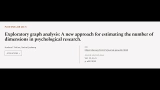 Exploratory graph analysis: A new approach for estimating the number of dimensions in... | RTCL.TV