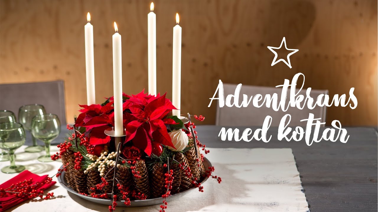 DIY: Adventskrans med kottar och julstjärnor