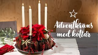 DIY: Adventskrans med kottar och julstjärnor