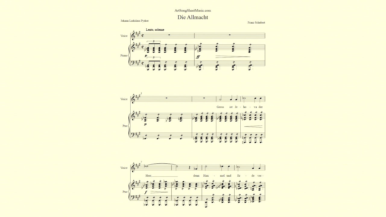 Die Allmacht - Schubert - accompaniment in A Major