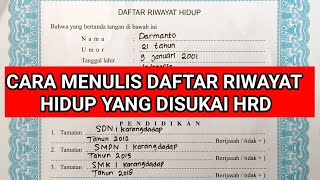 Cara Membuat Daftar Riwayat Hidup ( CV )