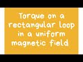 CBSE CLASS 12  PHYSICS - Torque on a rectangular current loop in a uniform magnetic field - Part 1