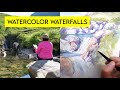 How I paint WATERCOLOR waterfalls 💦  taking plein air inspiration back to the studio