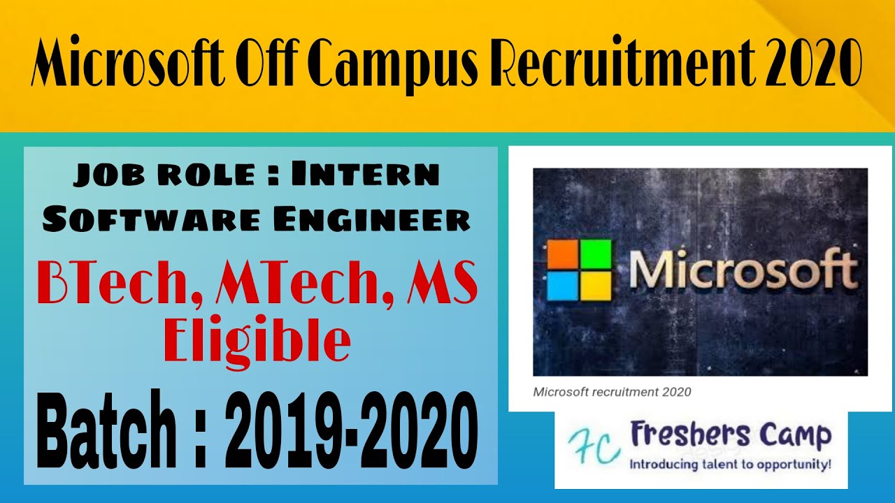 Microsoft off-campus recruitment 2020 | Intern Software Engineer ...