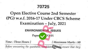 Mdu PG Course 2nd Sem Environmental Issue Question Paper