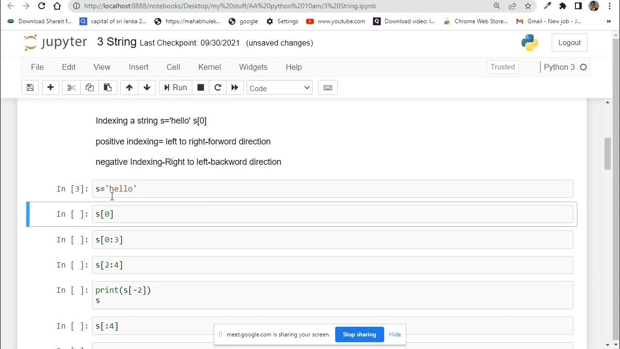 String positive and Negative Indexing in Python - YouTube