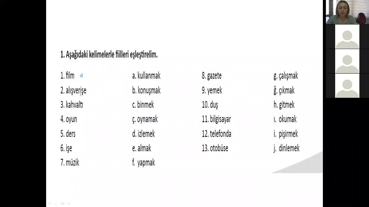 tömer şimdiki zaman alıştırmalar