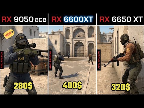RX 9050 8GB VS RX 6600 VS RX 6650XT VS RX 5050 VS RX 7600 VS gaming benchmarks 