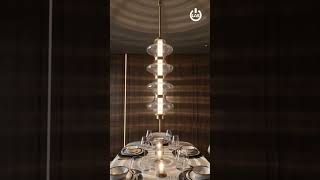 Modern Stacked Glass &amp; Brass Pendant Light | Luxury Dining Room Lighting #transition