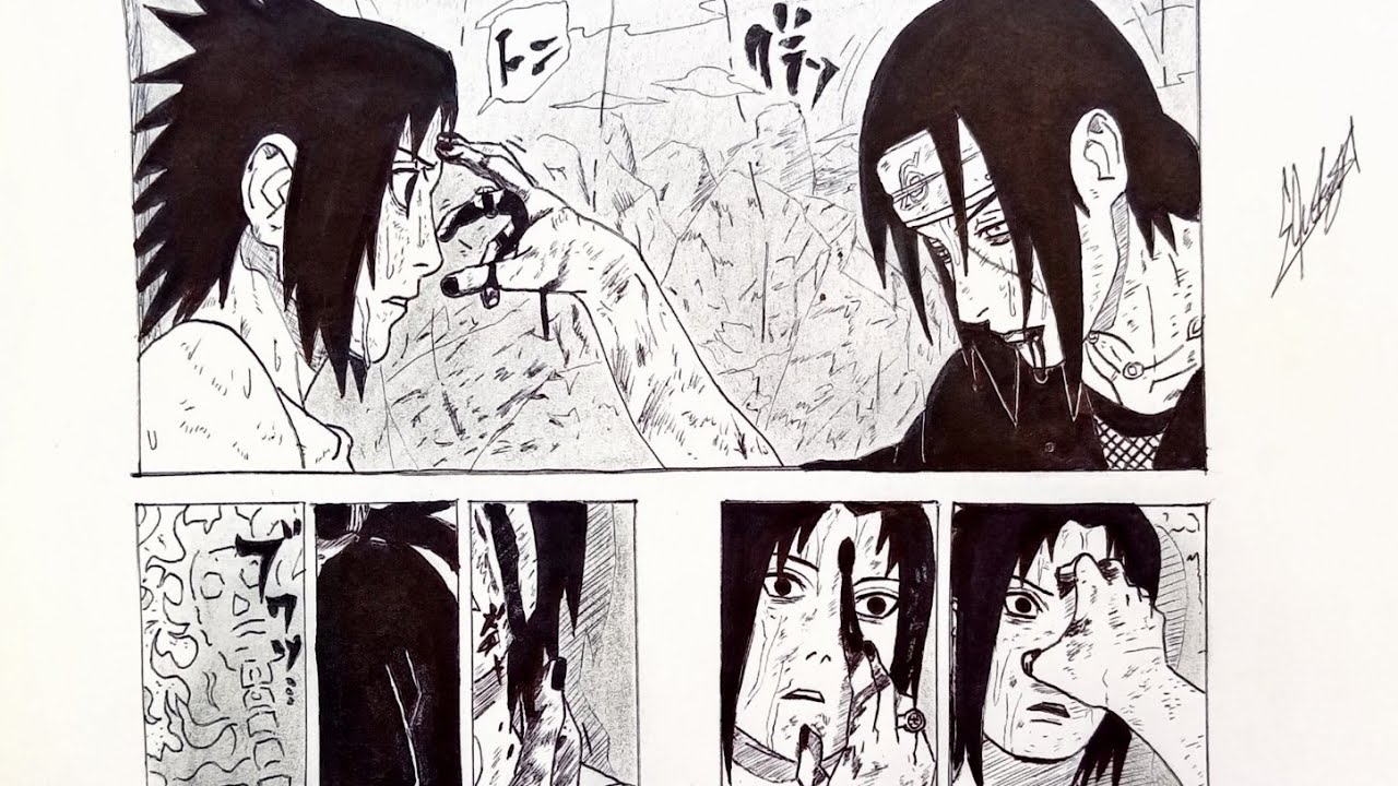 Dibujo de Sasuke vs Itachi Uchiha de Naruto Shippuden Manga - YouTube