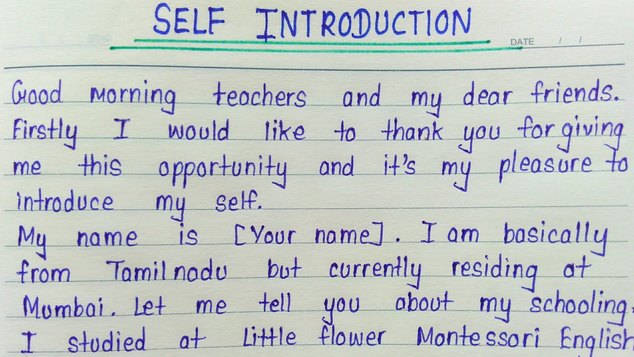 How to give self introduction on first day of your college