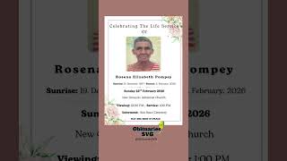 Rosena E. Pompey | Funeral Announcement #ObituariesSVG #Obituaries #SVG