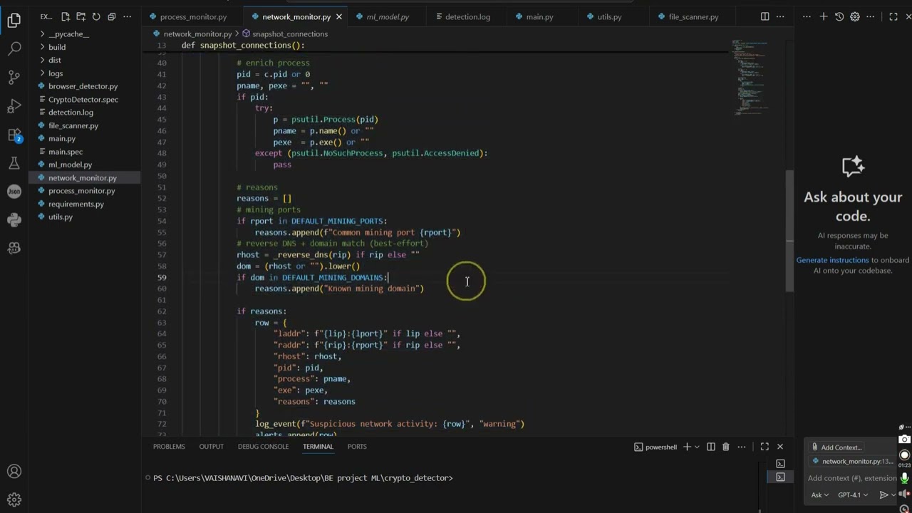 Crypto-Mining Malware Detector | Python Project | Vaishnavi Kumbharkar.