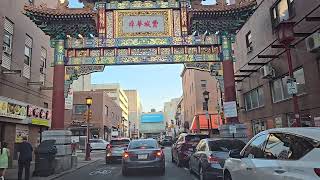 Driving Around Chinatown in Philadelphia  Very Nice City Hardly Any Traffic and No Illegal Scooters