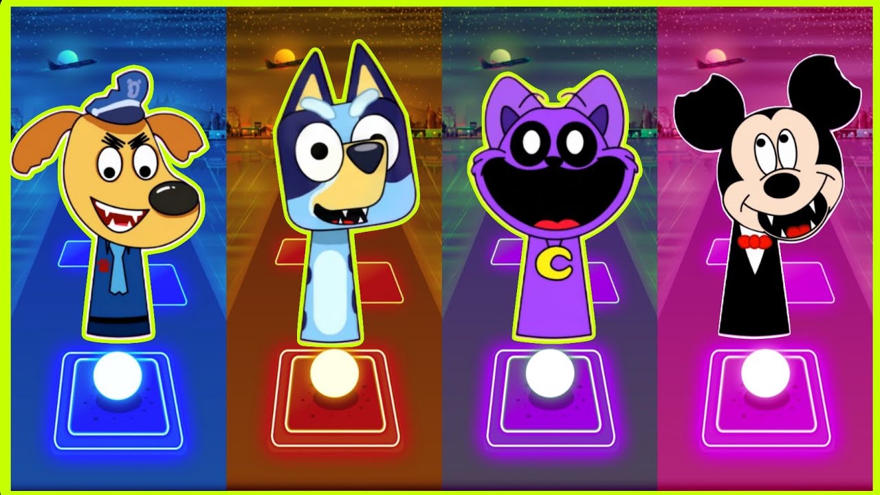 📹 Sprunki OC - Sheriff Labrador 🆚 Bluey 🆚 CatNap 🆚 Mickey Mouse - Tiles Hop 🎉                       