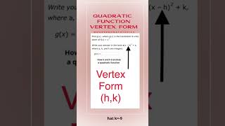 Quadratic Function Transformation. How h or k Affect The Motion#algebra