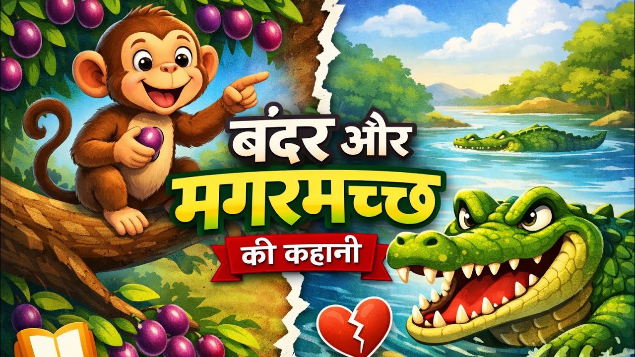 🐒बंदर और 🐊 मगरमच्छ l Monkey And Crocodile l Hindi Stories
