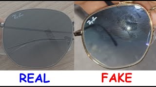 Real vs fake Ray Ban Hexagon sunglasses. How to spot fake Ray Ban Marshal eye glasses