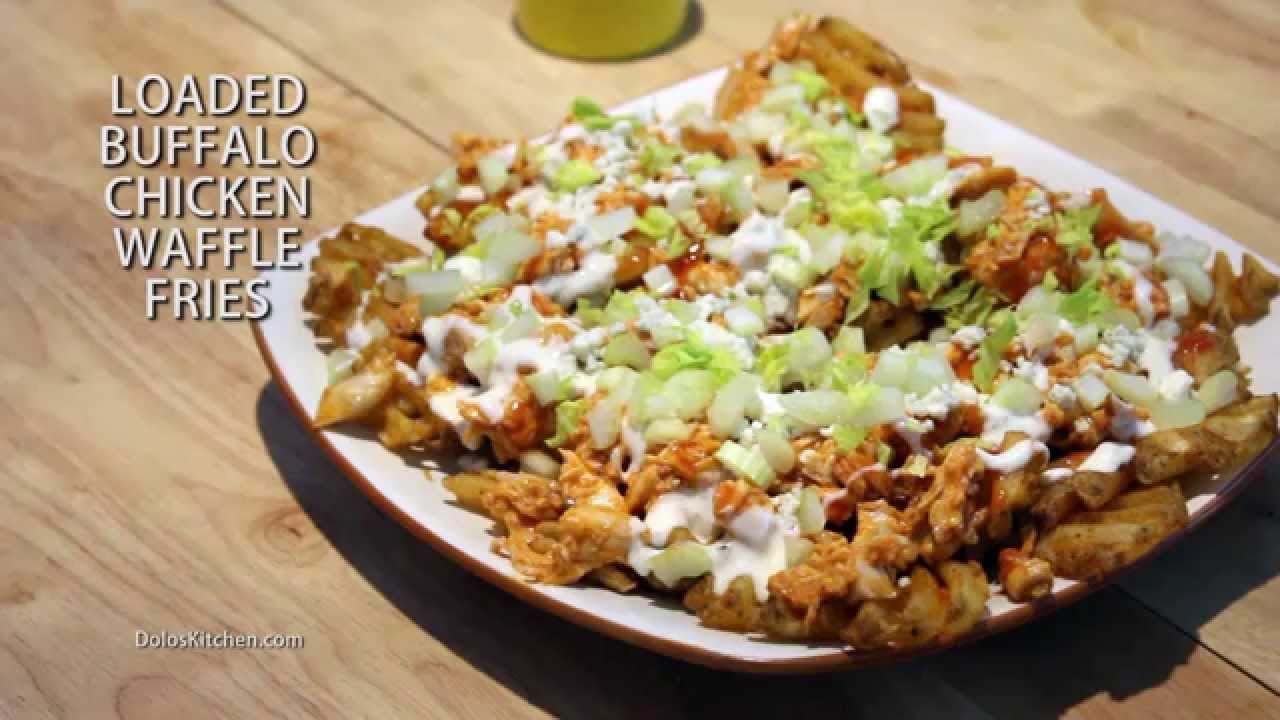 GAME DAY RECIPE Loaded Buffalo Chicken Waffle Fries YouTube