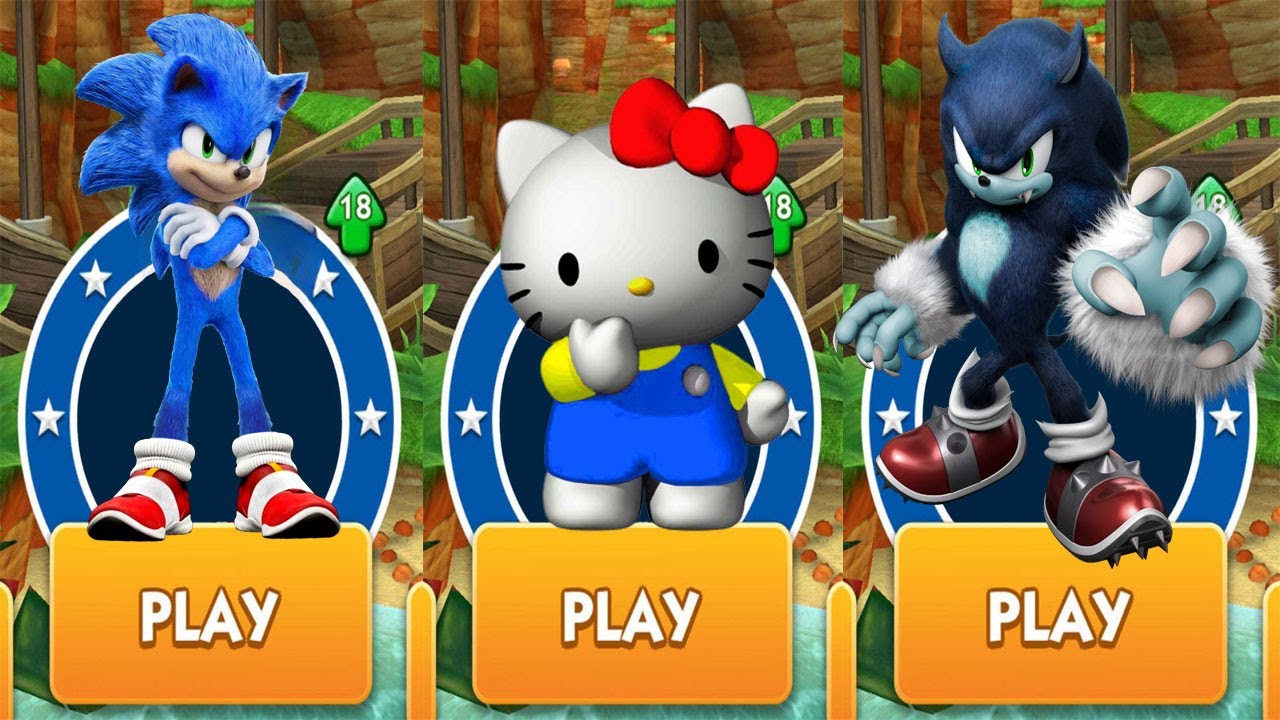 Sonic Dash - Movie Sonic vs Hello Kitty vs Werehog Upgraded vs All Bosses Dr.Eggman & Zazz Gameplay
