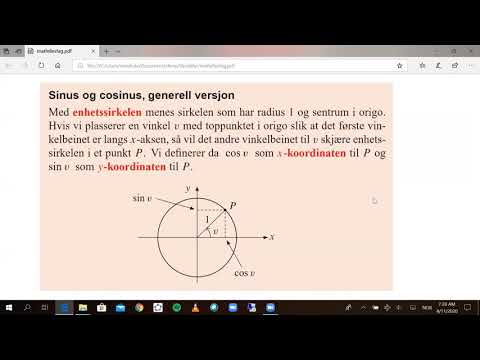 Matematikk fellesfag 5.12: Generelle definisjoner av sinus og cosinus