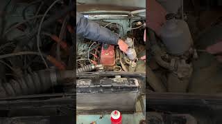 Blue MGB engine start