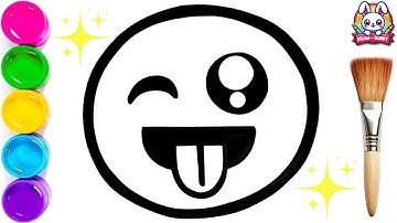 How to Draw Winking with Tongue Sticking Out Emoji | DrawWithBunny