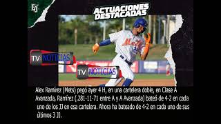 Alex Ramírez (Mets) pegó ayer 4 H, en una cartelera doble, en Clase A Avanzada,