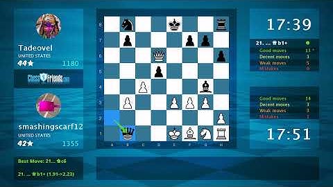 Chess Game Analysis: smashingscarf12 - Tadeovel, 1-0 (By ChessFriends.com)