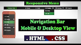 Responsive Navigation Bar Drop down Menu with HTML5 CSS3 | Mobile & PC  design