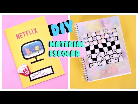 DIY MATERIAL ESCOLAR : Caderno KAWAII JOGO DE DAMA PANDA E UNICÓRNIO e Caderno NETFLIX GEEK