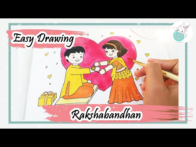 Raksha Bandhan drawing with Oil Pastels and colour pencils - step by step