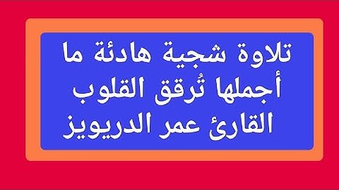 تلاوة شجية هادئة ما أجملها تُرقق القلوب  القارئ عمر الدريويز