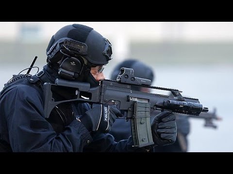 Viernheim - German police surround a cinema complex in town south of Frankfurt - an armed man is…