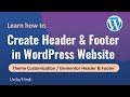 How to create header  footer in wordpress website  elementor header  footer tutorial  urduhindi