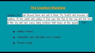 Famous Genesis 1 and 2 Part 2 - The Creation Mandate Profile