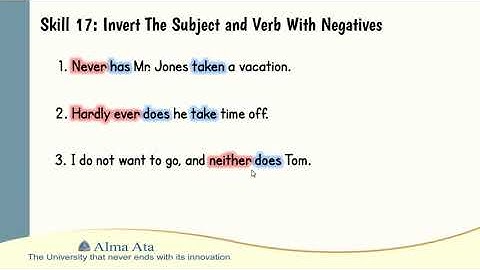 SKill 17 Invert The Subject and Verb With Negatives