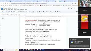 Week 2 Statistics Webinar on Probability and Project 1