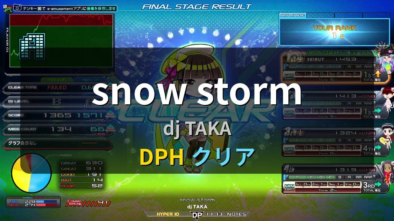 beatmania IIDX】snow storm / dj TAKA DPHクリア【DP8段】 - YouTube