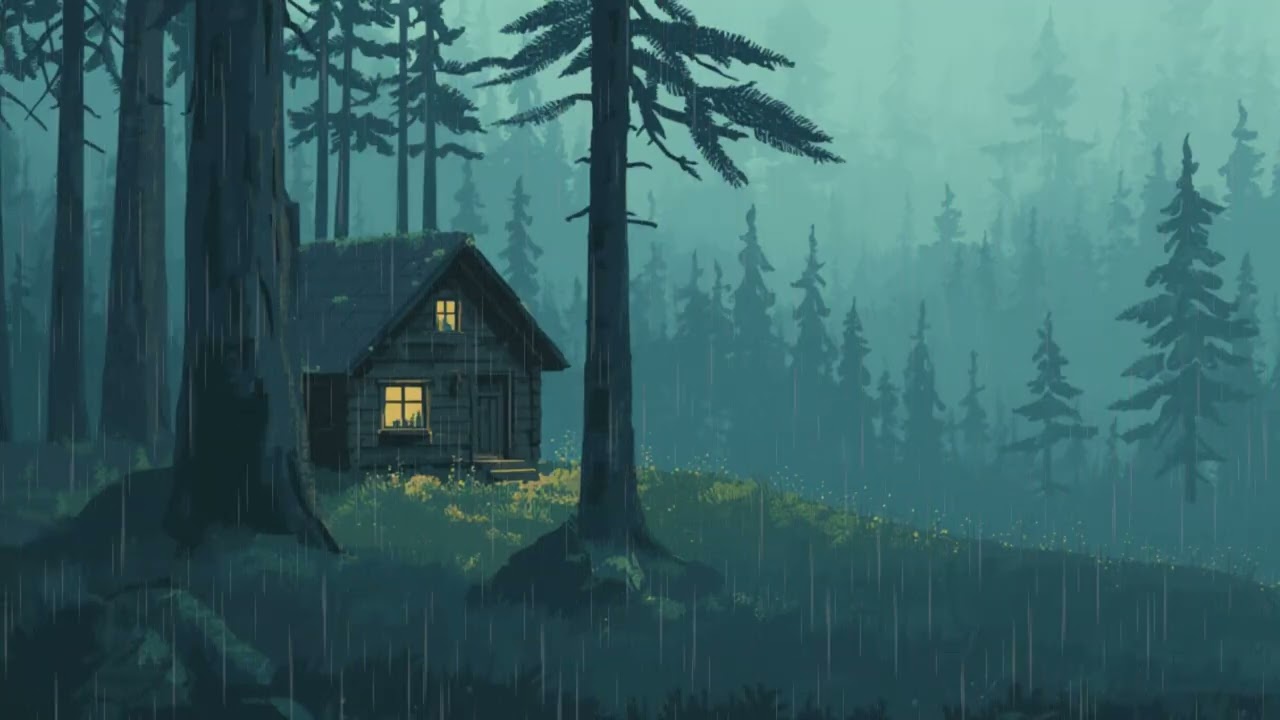 Cozy Forest Cabin in the Rain – Deep Focus Study Music (1 Hour)