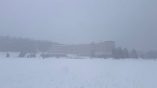 Live Continued Snowy Walk At Lake Louise Alberta Canada
