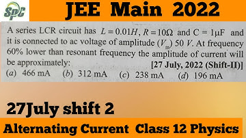 A series LCR circuit has L = 0.01 H, R= 10 ohm and C=  2 microF and it is connected to ac Voltage of