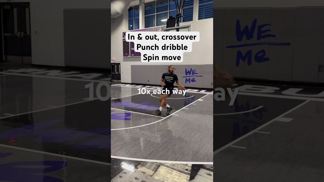 Delayed spin move from punch dribble basketball basketballshorts