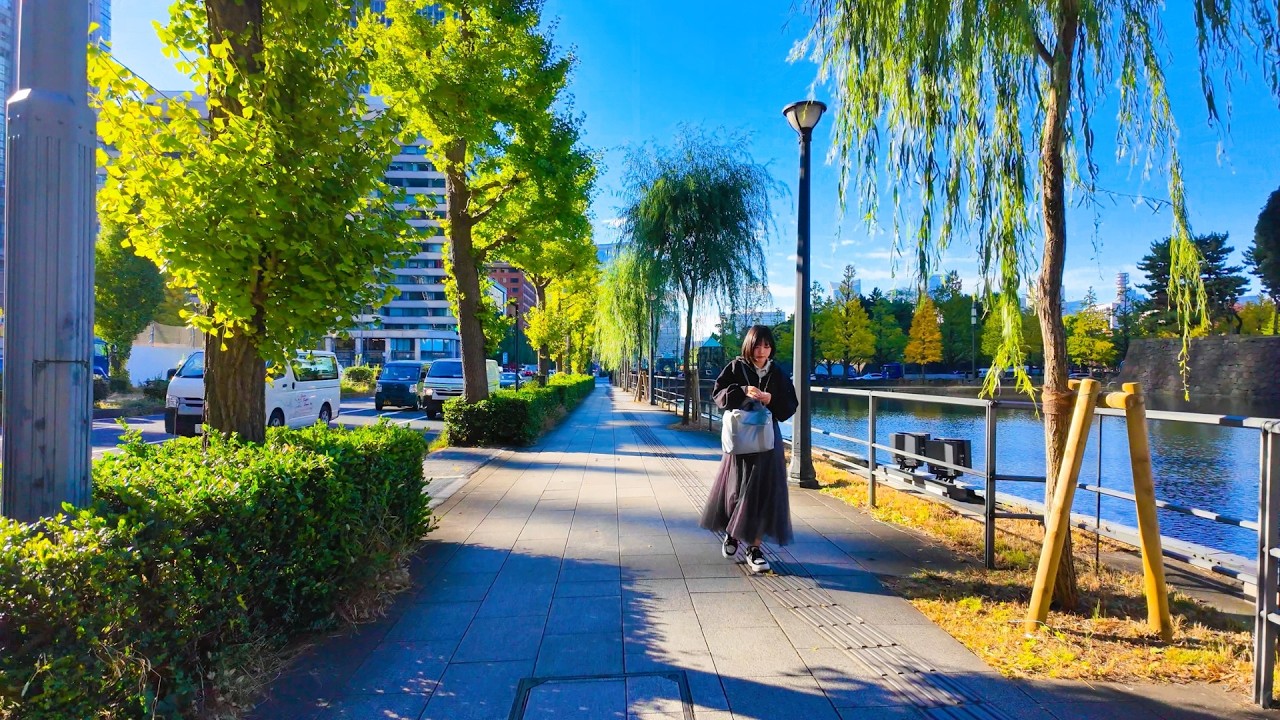 Walking Tokyo in Fall 🍂 Imperial Palace Gardens to Tokyo Station | No Talking [4K]