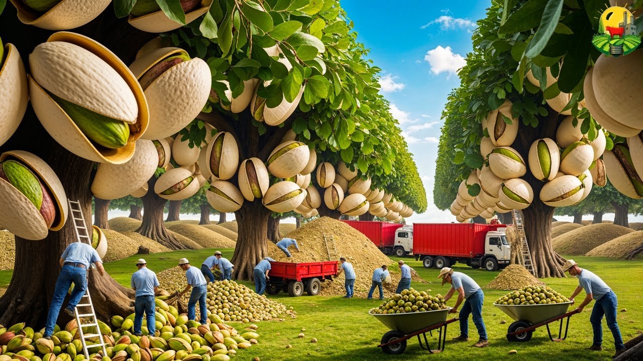 CÓMO se COSECHAN y PROCESAN MILLONES de PISTACHOS CADA HORA 😮| El JUEGO MILLONARIO del FRUTO SECO