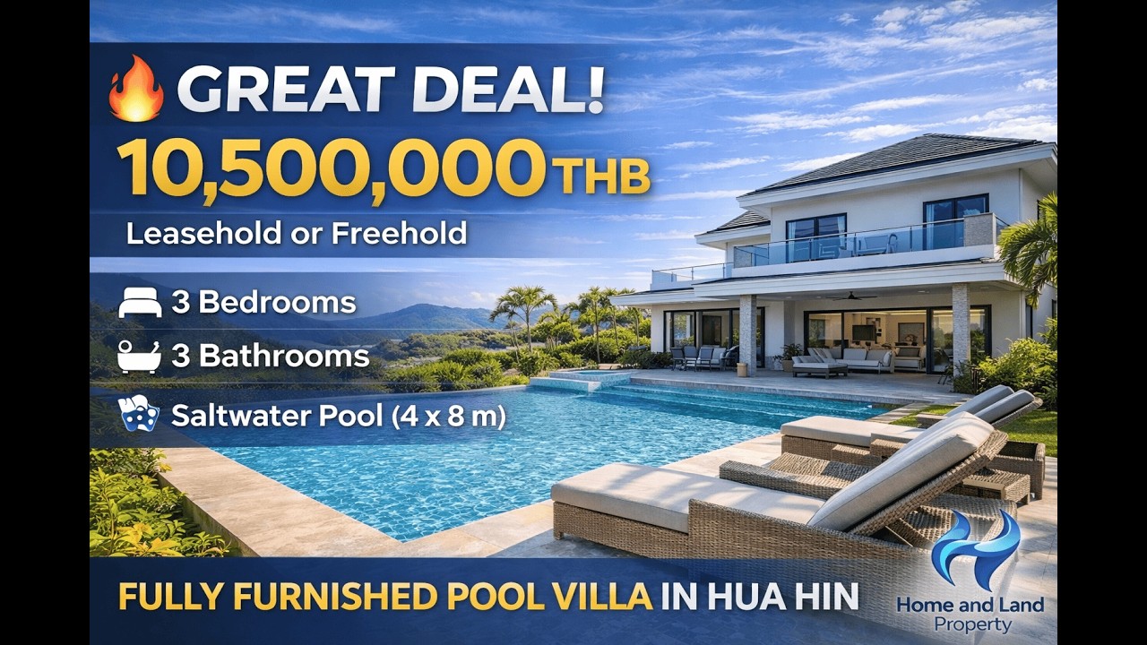 10,500,000 THB Pool Villa in Hua Hin | 3 Bedroom Fully Furnished Home with Private Saltwater Pool